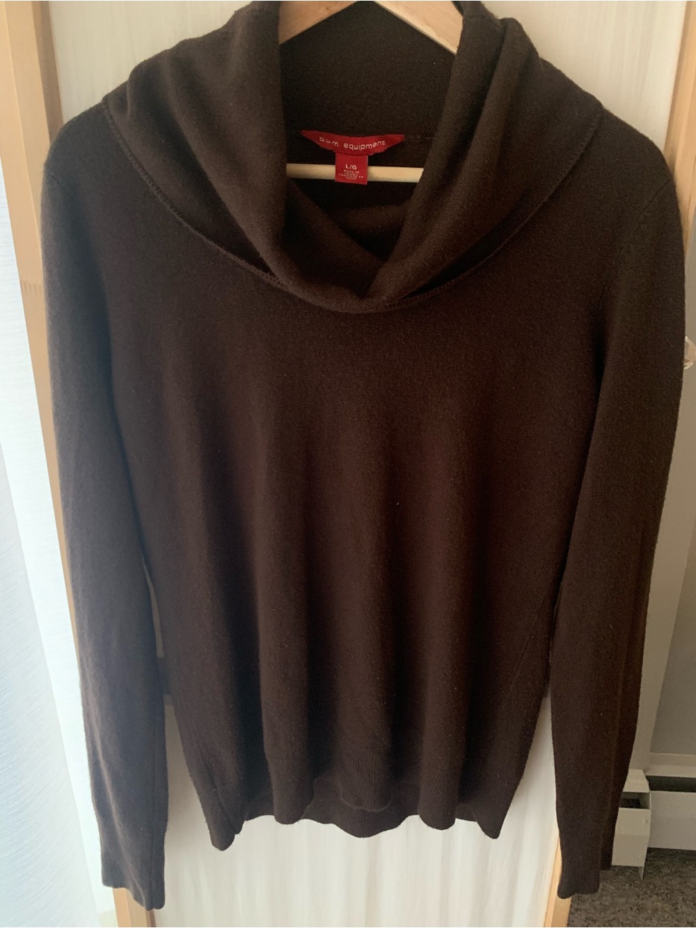 B.u.m. Equipment Chocolate Brown Cowl Neck Turtleneck Sweater Large